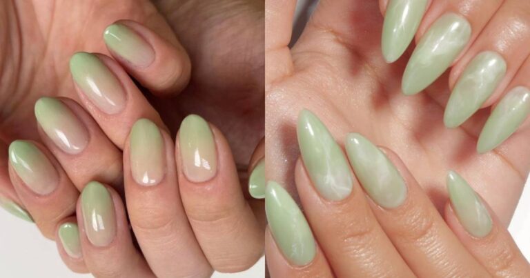 Milky matcha nails: a tendência de unhas verde-claro para a primavera