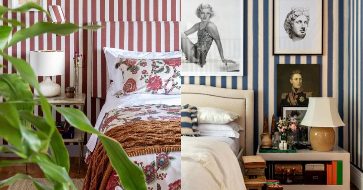 Como usar listras na parede do quarto para renovar a decoração com elegância