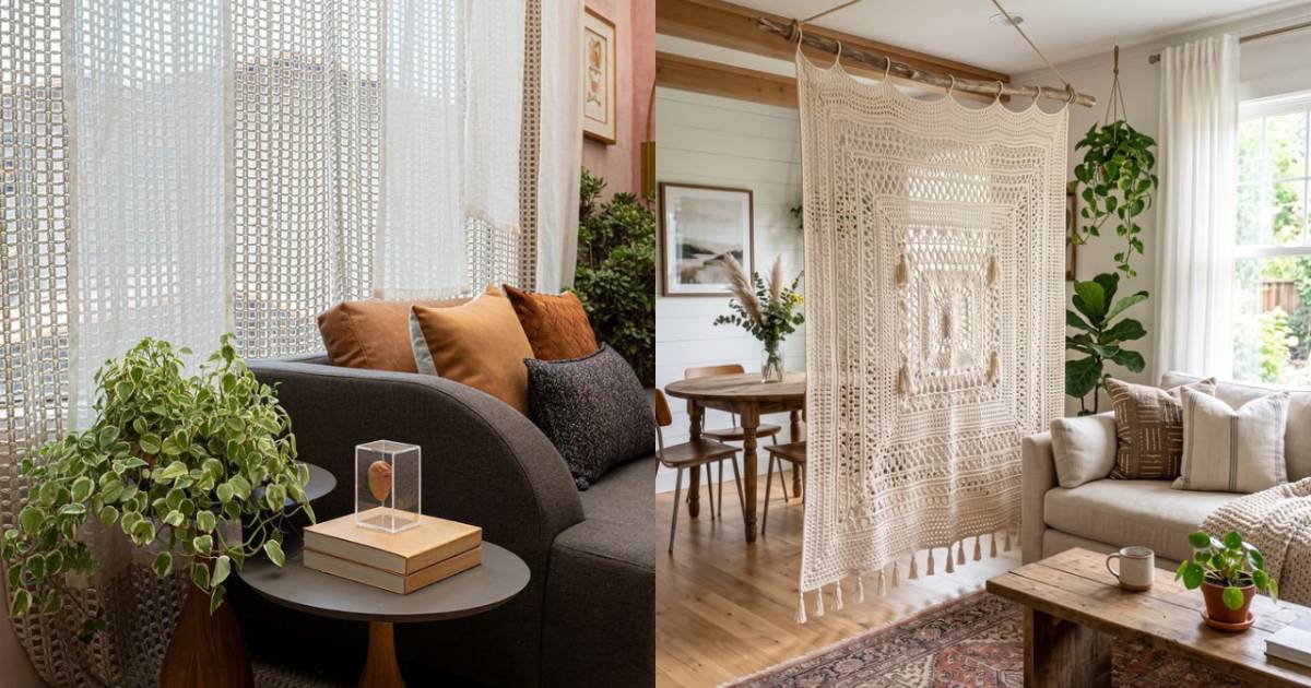 Cortinas de crochê retornam à decoração e trazem estilo aconchegante aos lares